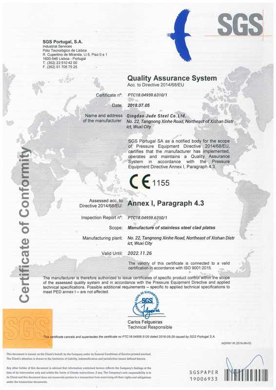 SGS Certificate